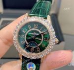 Copy Jaeger LeCoultre Dazzling Rendez-Vous Night & Day Rose Gold Green Dial Watches